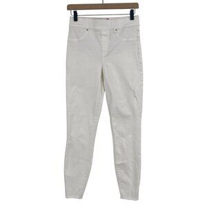 SPANX Size Small White Pull-On Skinny Jeans Shaping Jeggings Distressed Hem
